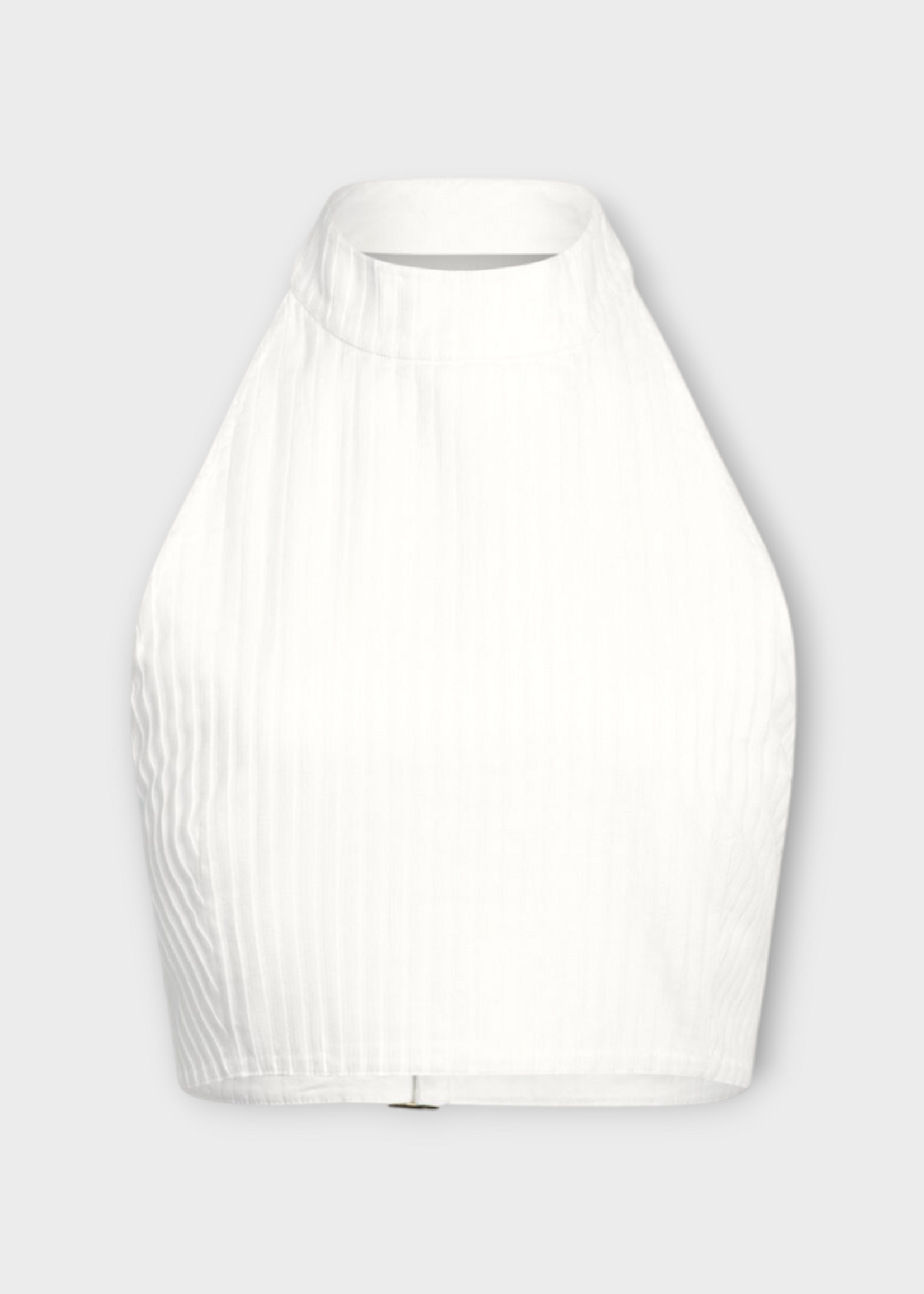 Alaia Alaia Top, White, Cotton Poplin Band Collar Sleeveless Plastron Top