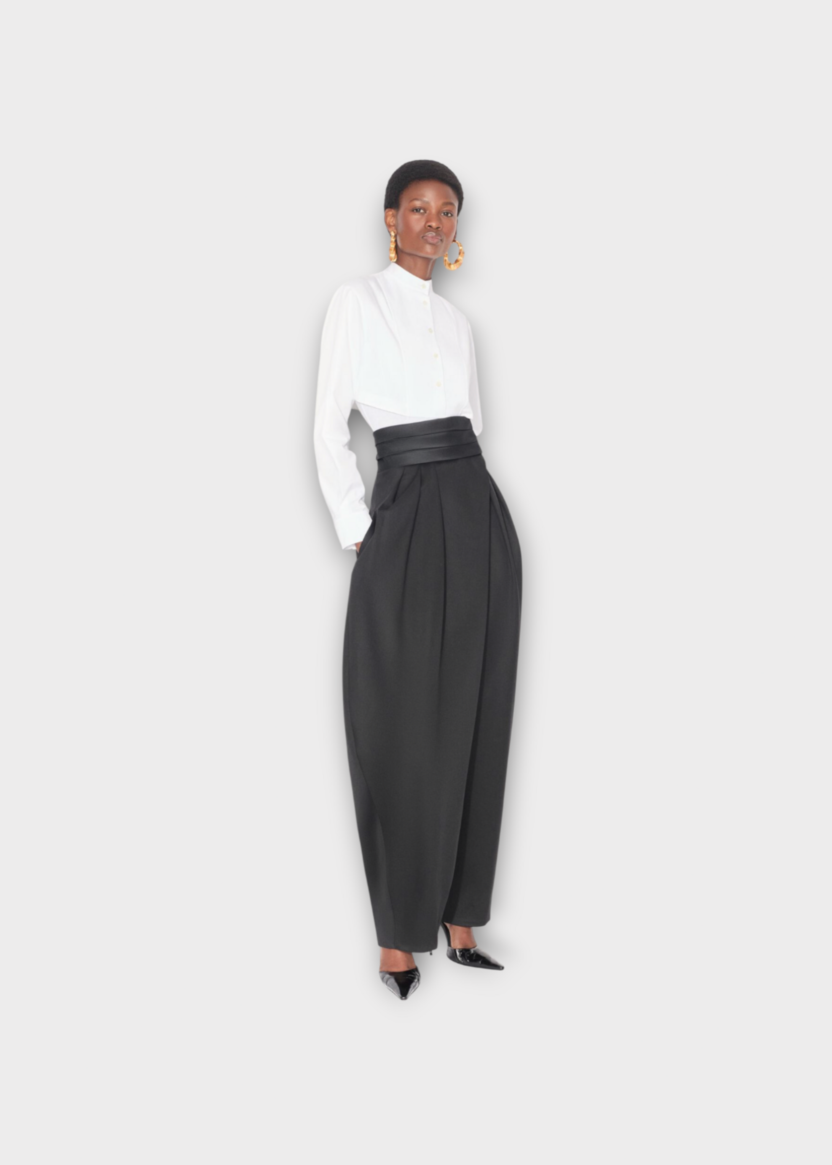 Alaia Alaia Trousers, Black, Wool Tux High Waist Round Pants