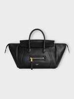 Celine Celine Bag, Black, Lambskin Small Luggage Shoulder Bag w/ Top Handle