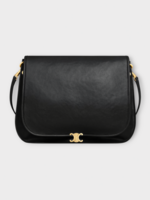 Celine Celine Bag, Black, Lambskin Besace Companion Shoulder Bag w/ Flap Closing