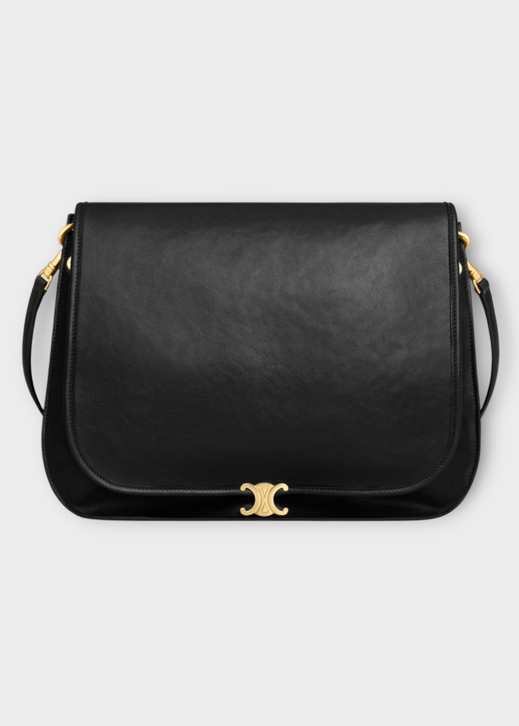 Celine Celine Bag, Black, Lambskin Besace Companion Shoulder Bag w/ Flap Closing