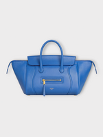 Celine Celine Bag, Blue, Lambskin Small Luggage Shoulder Bag In Oxide Blue w/ Top Handle