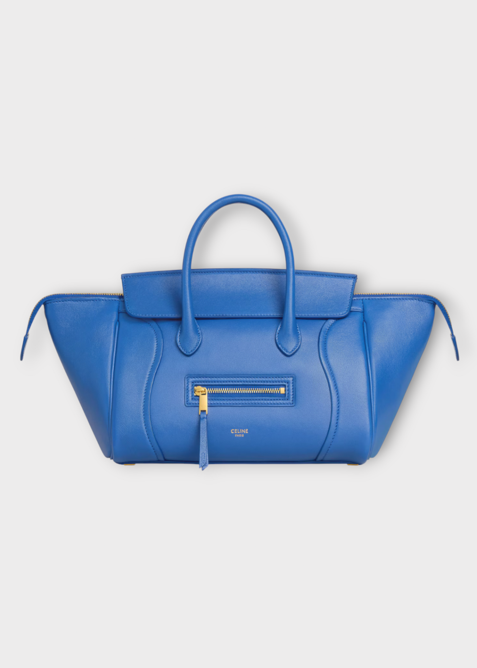 Celine Celine Bag, Blue, Lambskin Small Luggage Shoulder Bag In Oxide Blue w/ Top Handle