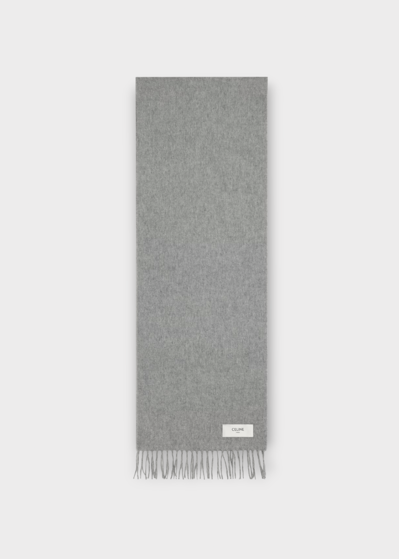 Celine Celine Scarf, Grey, Cashmere 30x180Cm Fringed Scarf In Medium Grey