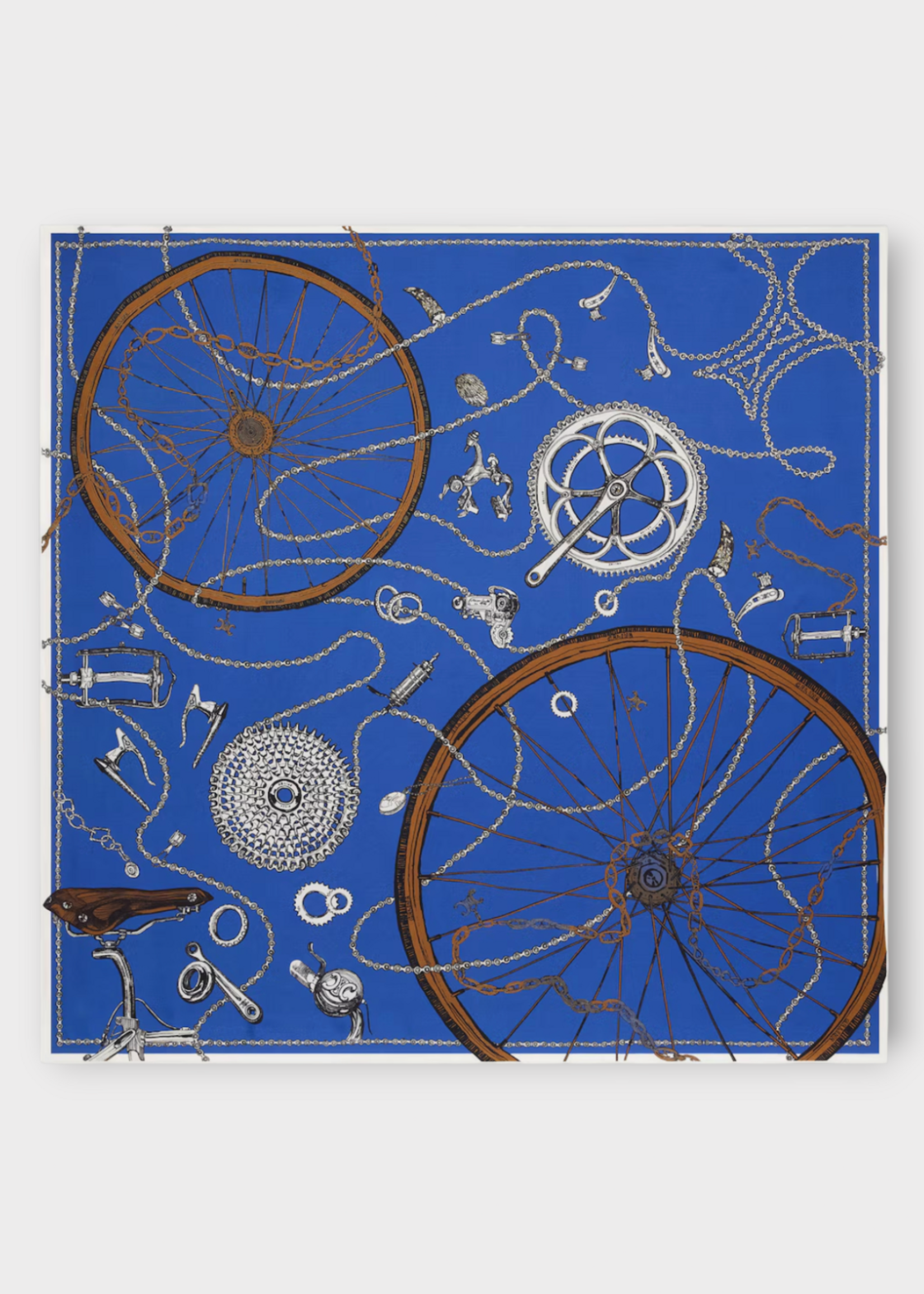 Celine Celine Scarf, Multi, Printed Silk Twill 90x90Cm Square Scarf In Navy & Black