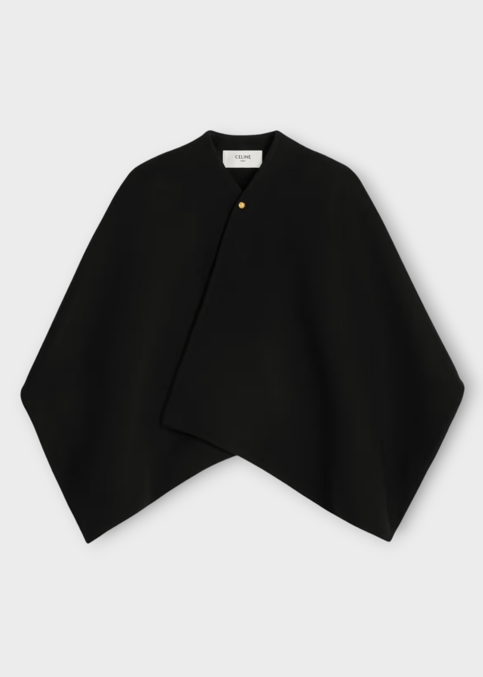 Celine Celine Jacket, Black, Wool One Button Sleeveless Cape