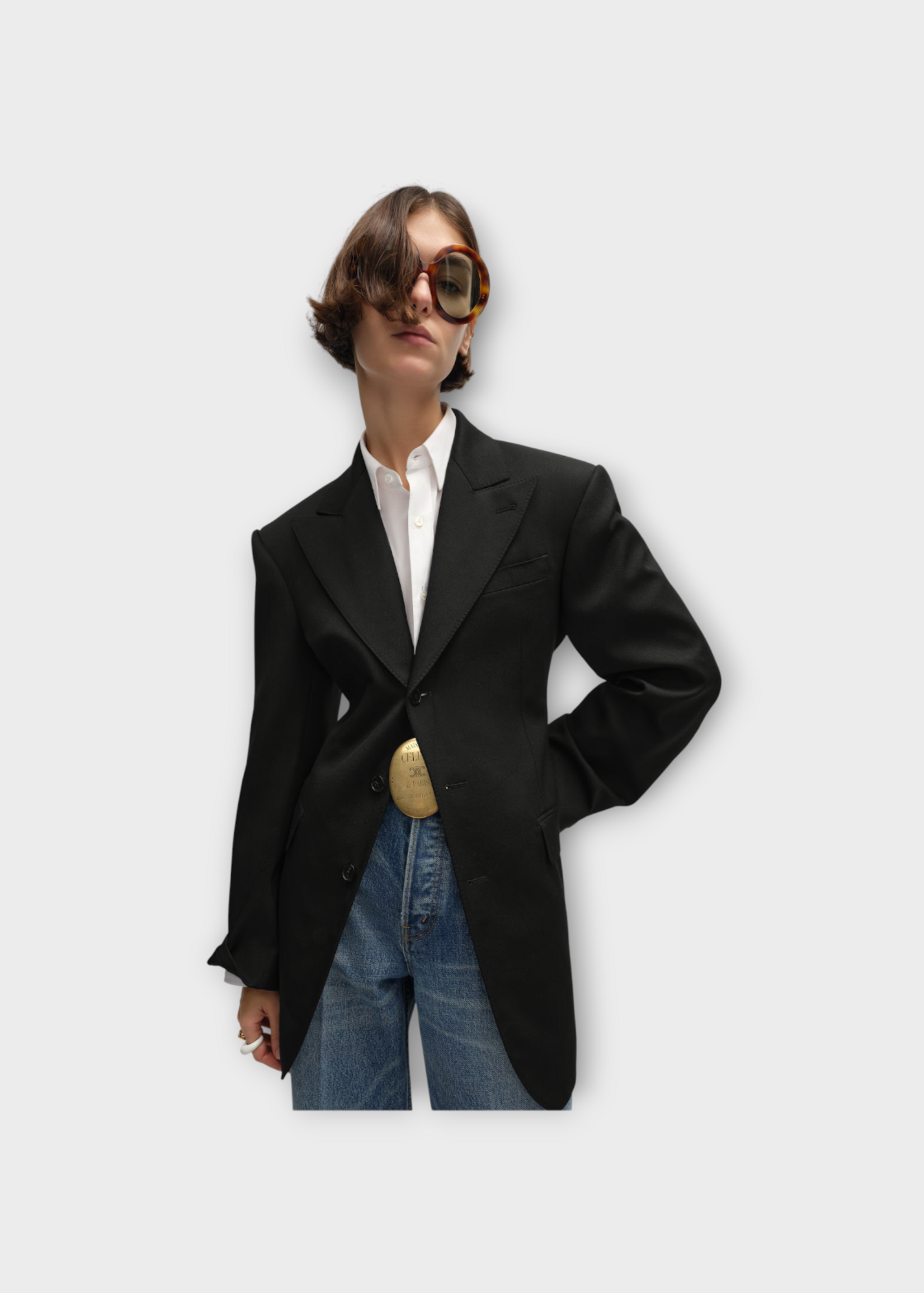 Celine Celine Jacket, Black, Colonne Collared Single Breasted Blazer Jacket
