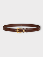 Celine Celine Belt, Brown, Calf Leather Medium 25MM Belt In Chestnut w/ Golden Buckle