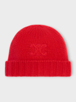 Celine Celine Hat, Red, Cashmere & Silk Triomphe Ribbed Knit Beanie In Bright Red