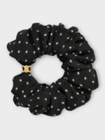 Celine Celine Hair Accessory, Black, Micro Triomphe Scrunchy In Black Polka Dot
