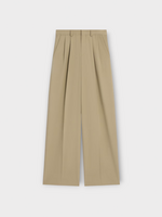 Celine Celine Trousers, Beige, Cotton & Wool Wide Leg Pleated Pants In Military Beige