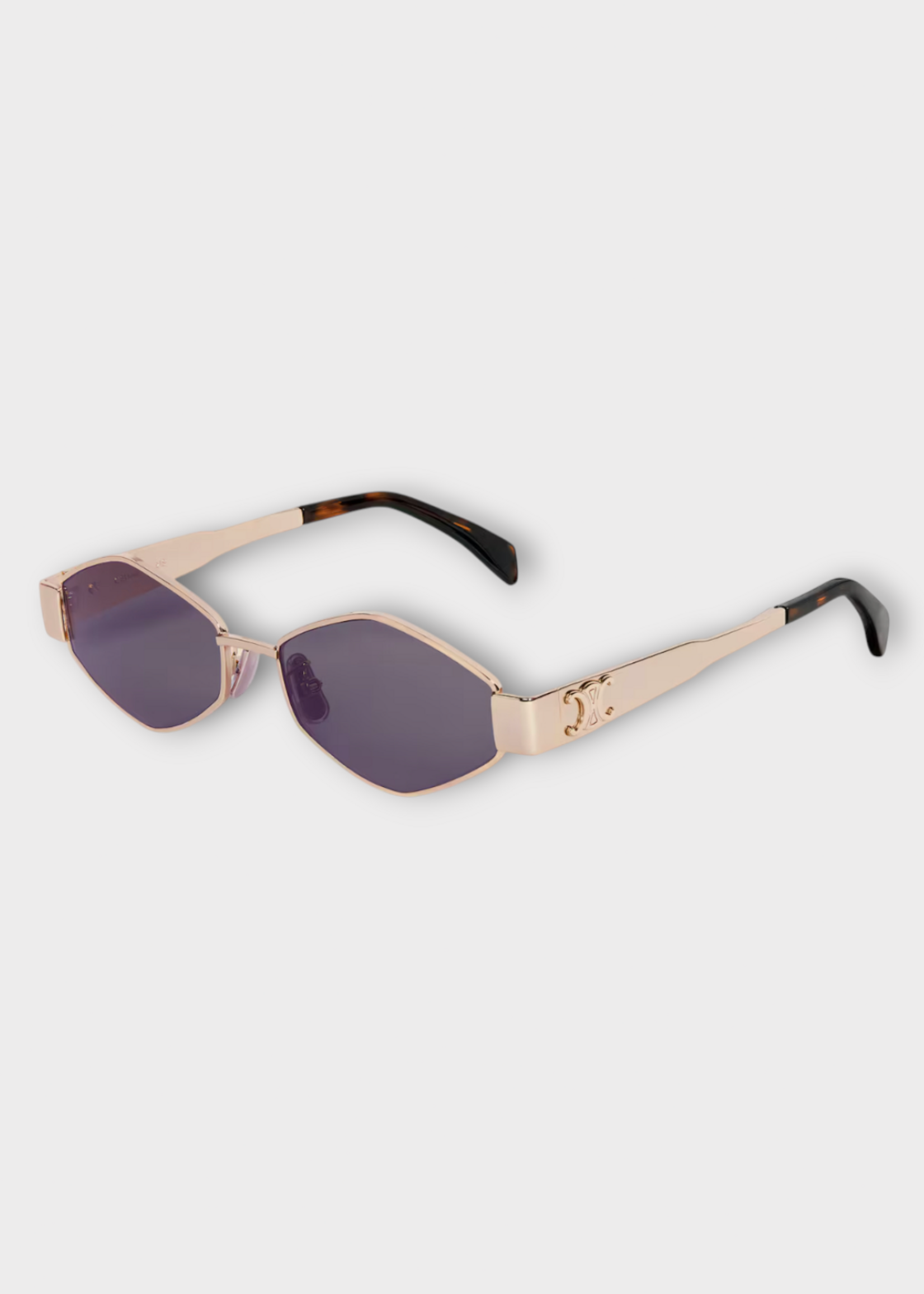 Celine Celine Sunglasses, Black, Triomphe 02 Metal Frame Rose Gold & Smoke Sunglasses
