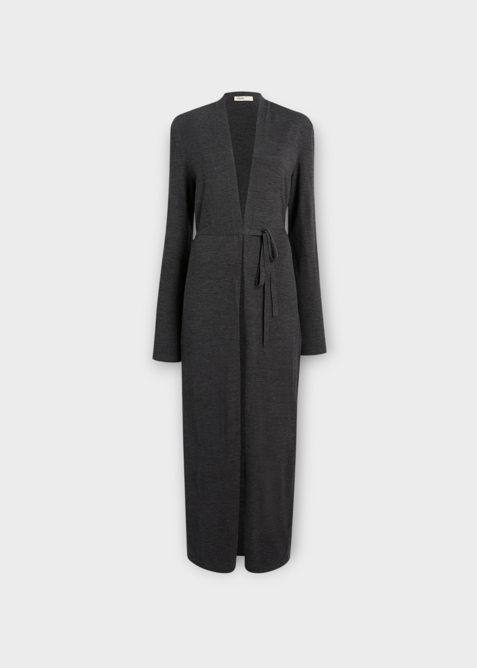 Khaite Khaite Knitwear, Grey, Alek Merino Wool Long Belted Cardigan in Storm