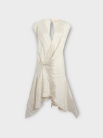 Khaite Khaite Dress, White, Merith Deep V-Neck Sleeveless Asymmetric Dress in Chalk