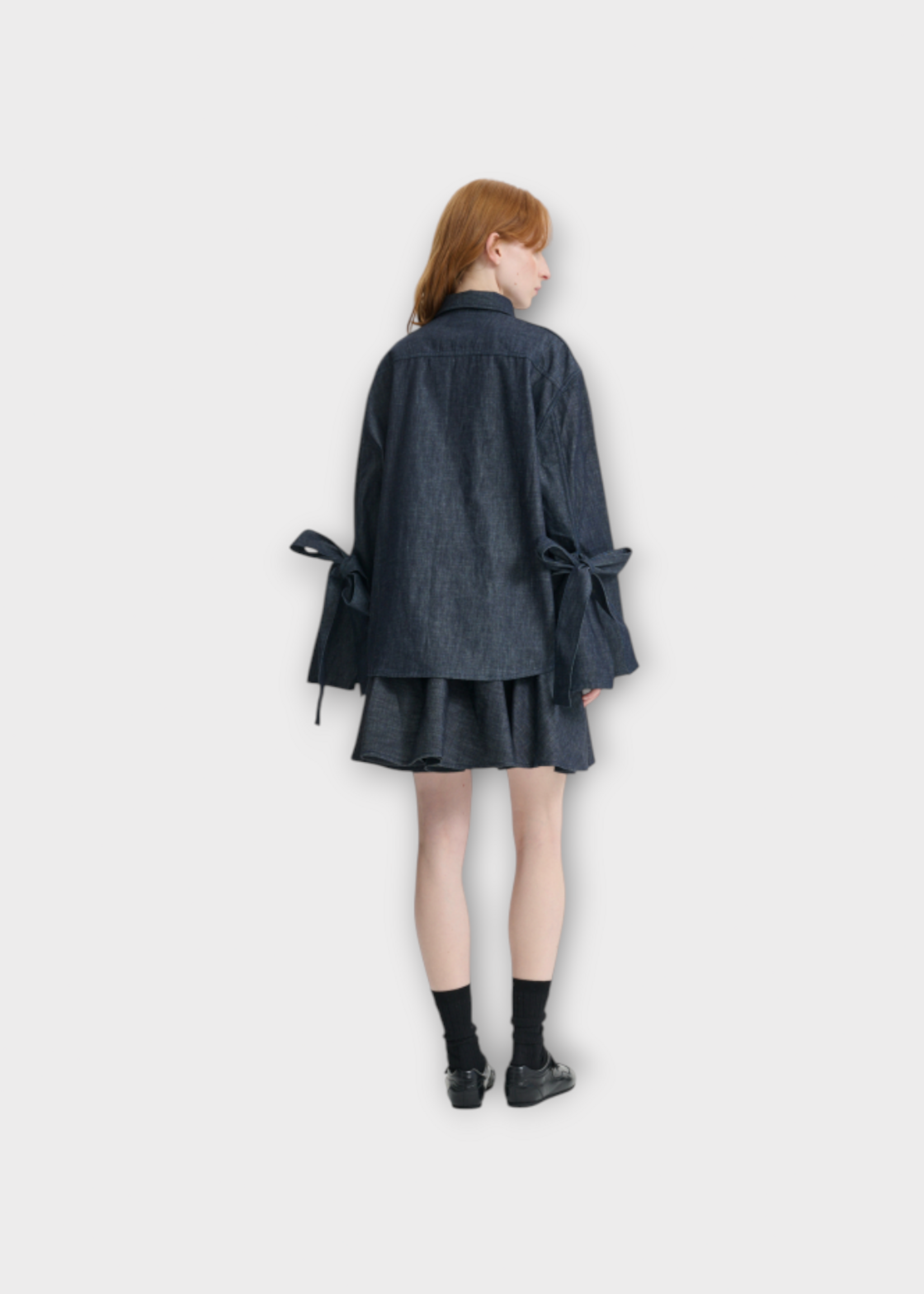 Cecilie Bahnsen Cecilie Bahnsen Top, Blue, Coral Denim Oversized Shirt In Light Denim w/ Ties In Sleeves