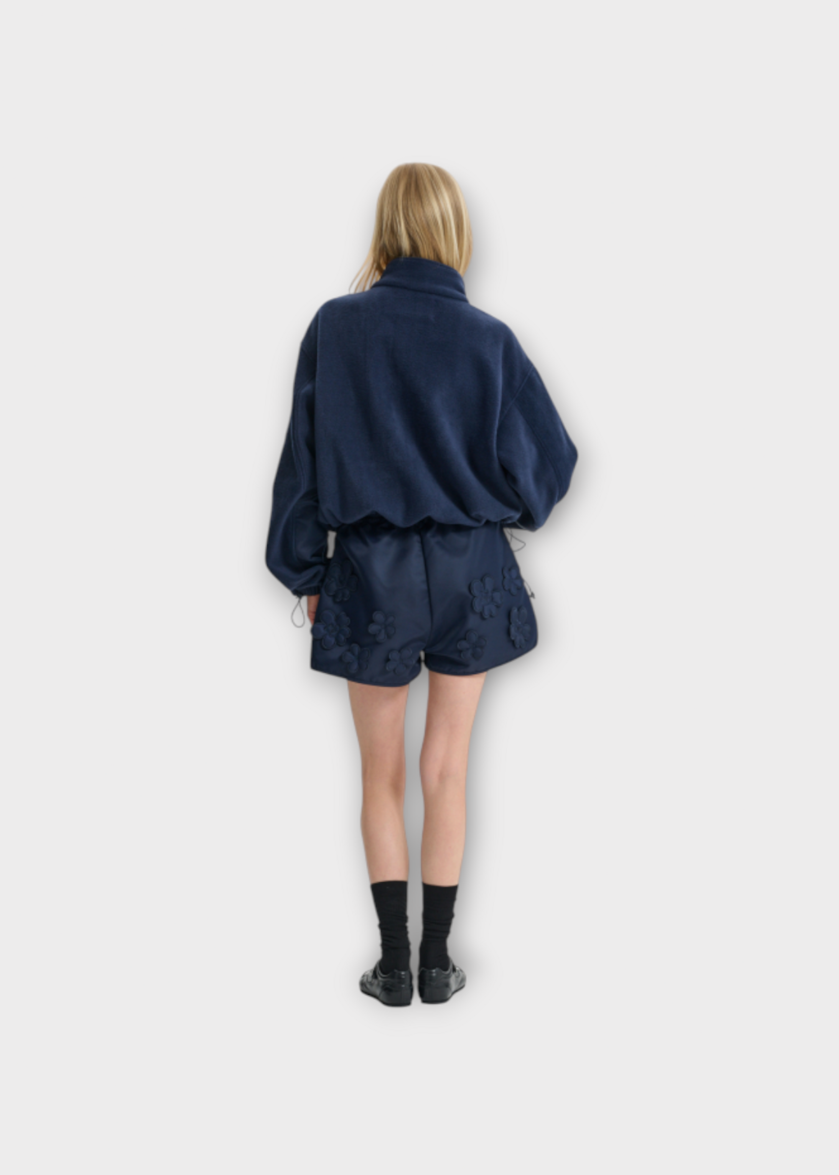Cecilie Bahnsen Cecilie Bahnsen Sweatshirt, Navy, Bastian Fleece Soft Fleece Anorak w/ Patch Pocket
