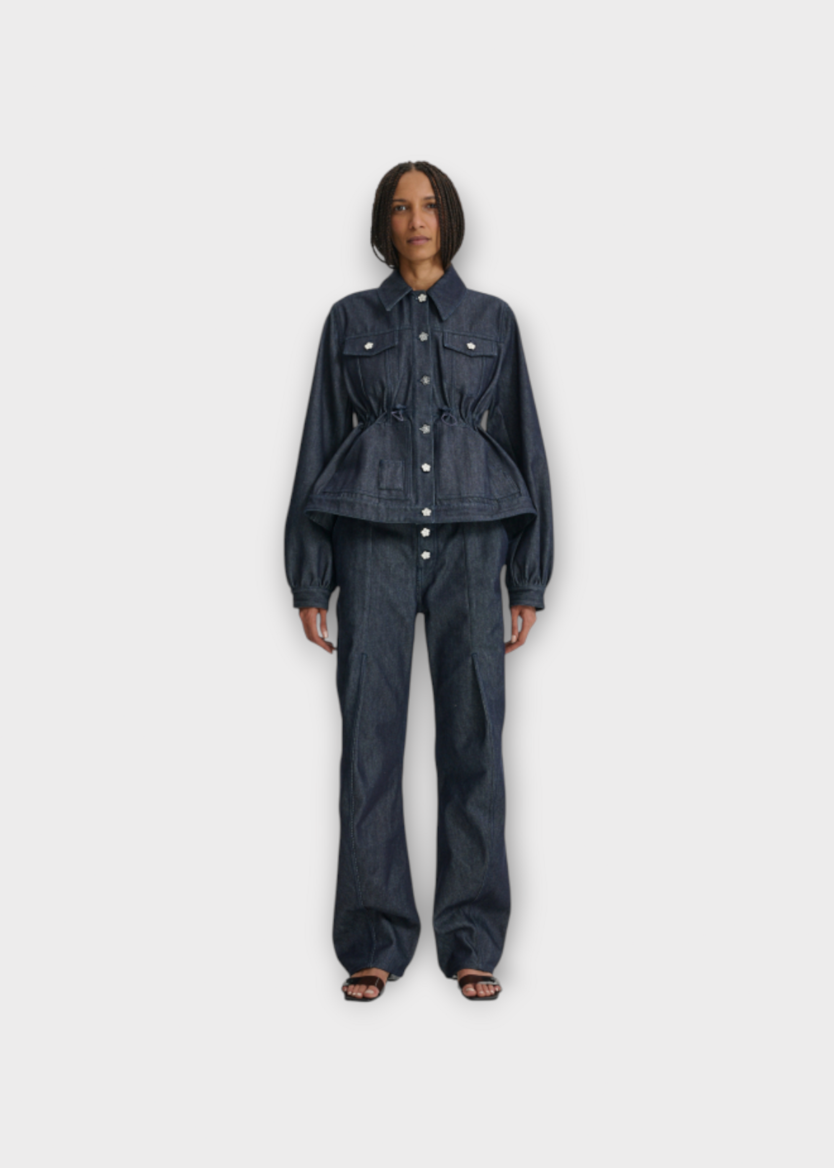 Cecilie Bahnsen Cecilie Bahnsen Jacket, Blue, Candida Denim Gathered Waist Jacket