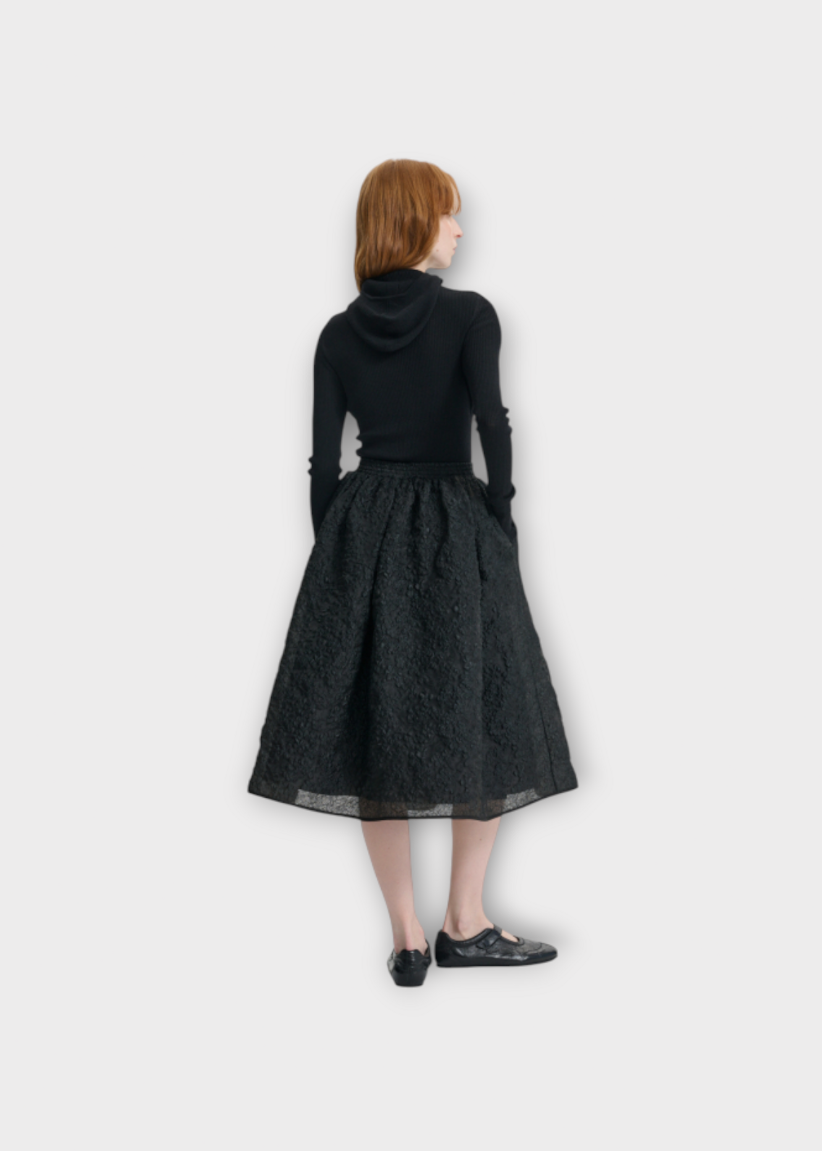 Cecilie Bahnsen Cecilie Bahnsen Skirt, Black, Mala Elasticated Grasmere Matelasse Skirt w/ Side Pockets