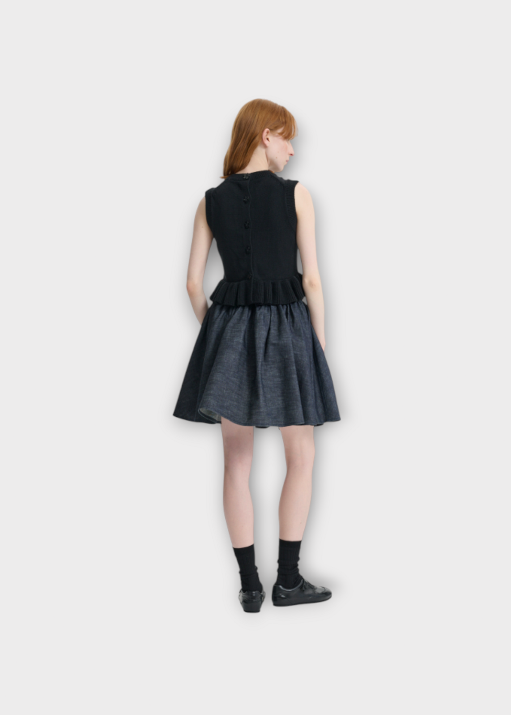 Cecilie Bahnsen Cecilie Bahnsen Skirt, Blue, Cici Denim A-Line Elastic Waist Skirt In Light Denim w/ Pockets