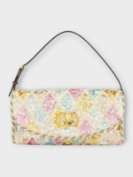 Valentino Valentino Bag, Multi, DeVain Small Shoulder Bag In Multicolour Tabak Brown & Butter w/ Rhombelle Embroidery