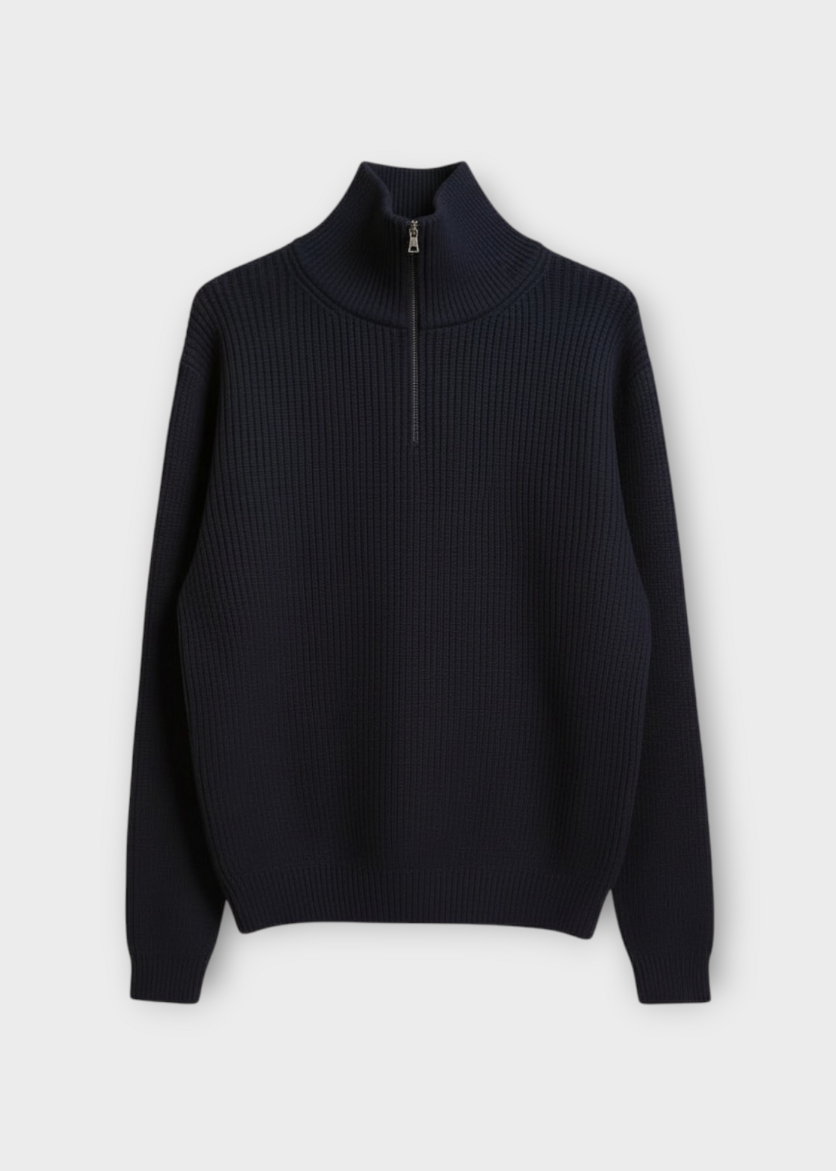 The Elder Statesman The Elder Statesman Knitwear, Navy, Clemente Cashmere Half Zip Sweater in Twilight