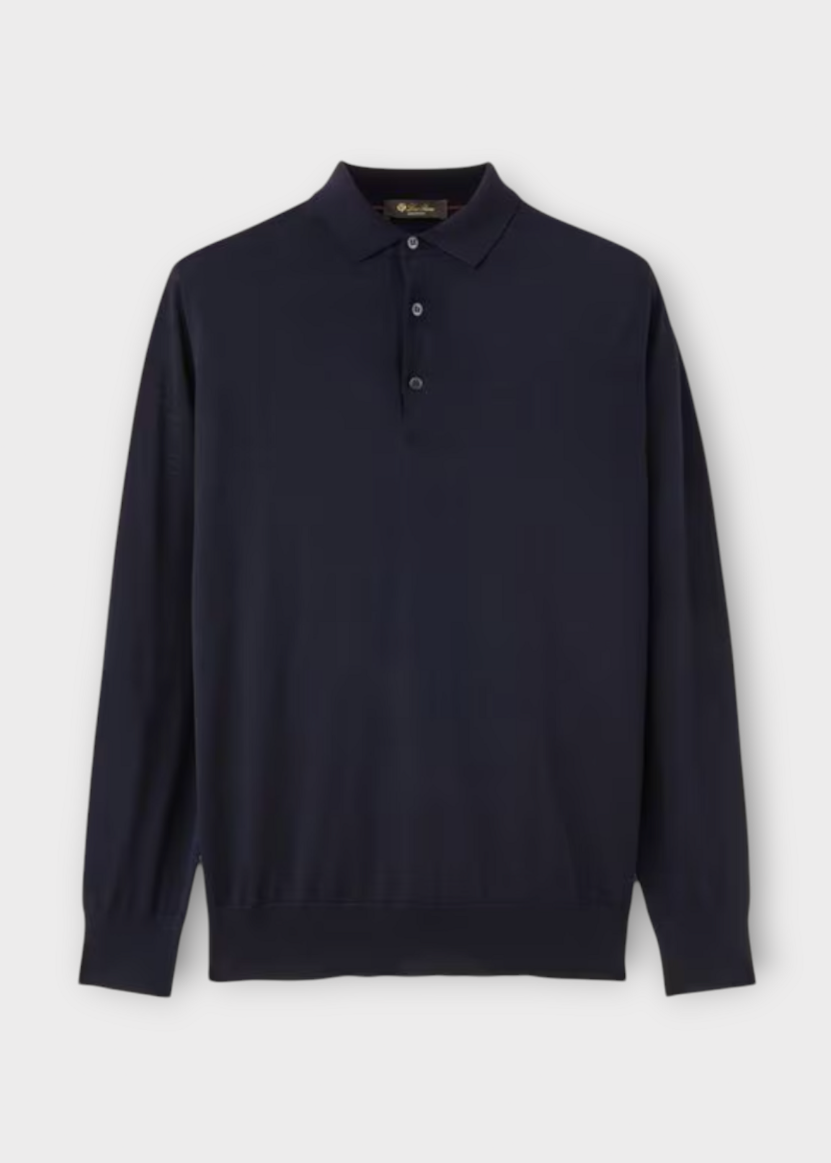 Loro Piana Loro Piana Polo, Blue, Wish Polo Wool Collared Long Sleeve Sweater In Total Eclipse