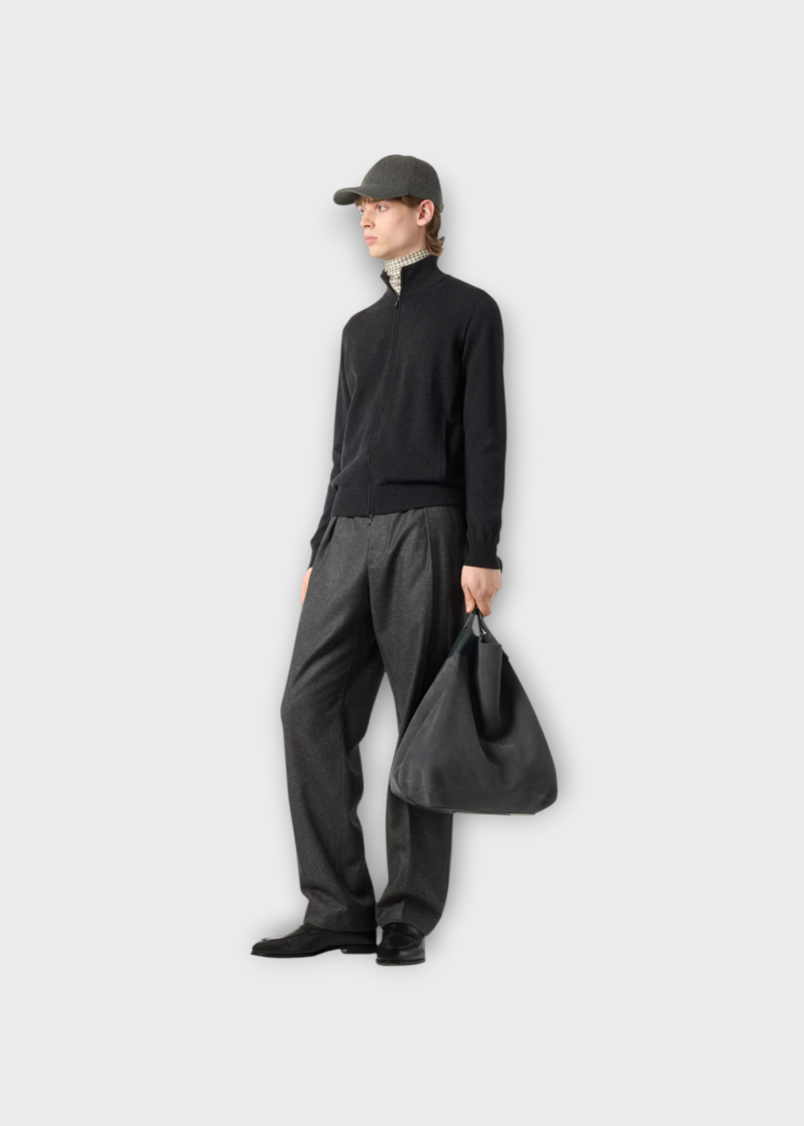 Loro Piana Loro Piana Jacket, Grey, Baby Cashmere Zipped Classic Bomber In Black & Grey Melange