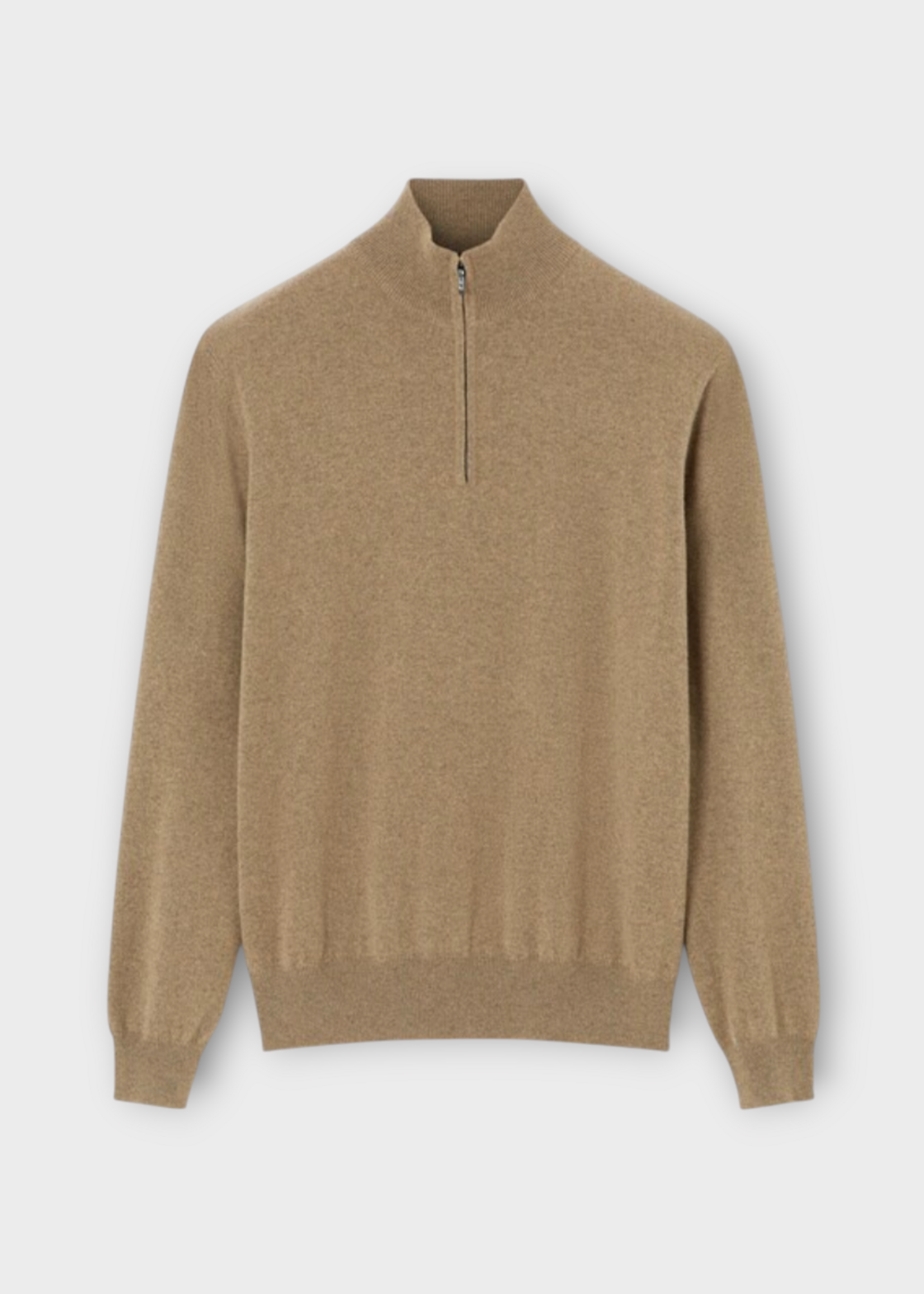 Loro Piana Loro Piana Knitwear, Brown, Baby Cashmere Half Zipped Neck Sweater In Wood Grain Melange