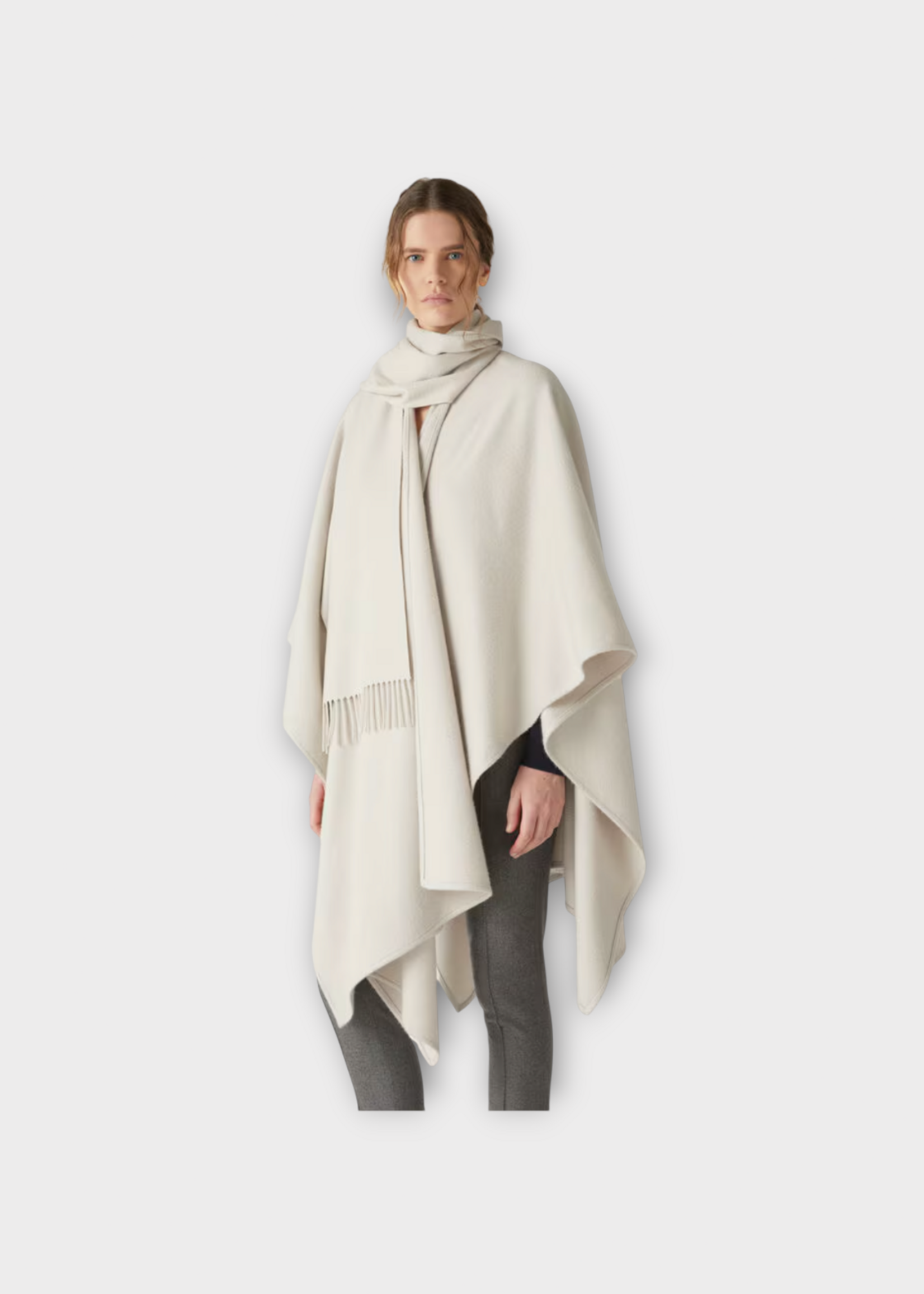 Loro Piana Loro Piana Scarf, Grey, Daisy Cashmere Fringed Shawl Cape In Earl Grey