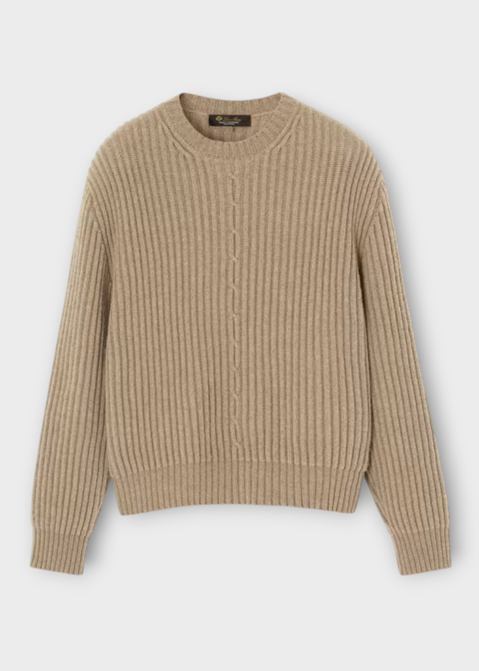 Loro Piana Loro Piana Knitwear, Beige, Plane Tree Baby Cashmere Crewneck Sweater In Frozen Blade Grass
