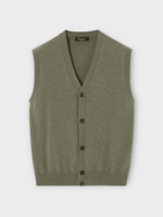 Loro Piana Loro Piana Knitwear, Green, Baby Cashmere V-Neck Classic Vest In Slate Clover Melange