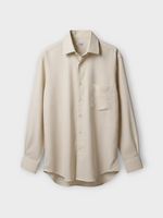 Loro Piana Loro Piana Shirt, White, Andre' Wool Bicolour Striped Shirt In White & Beige Stripe