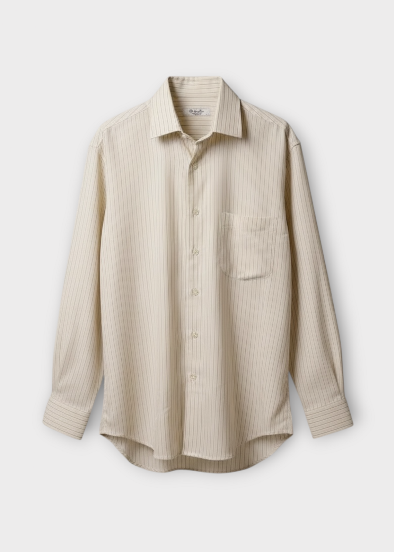 Loro Piana Loro Piana Shirt, White, Andre' Wool Bicolour Striped Shirt In White & Beige Stripe