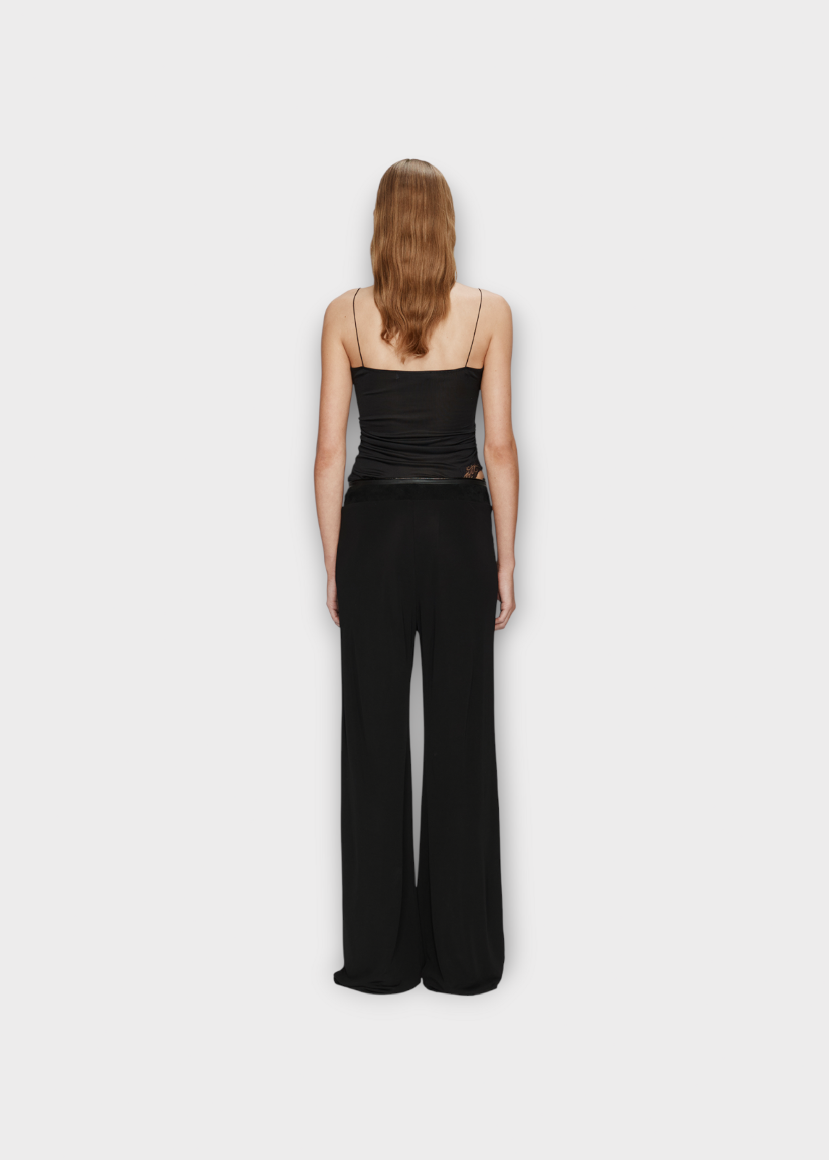 Christopher Esber Christopher Esber Trousers, Black, Yvette Leather Belted Jersey Pants