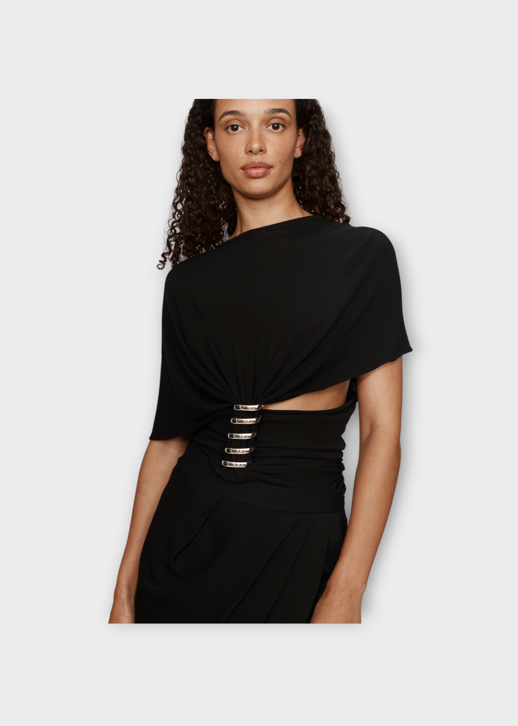 Christopher Esber Christopher Esber T-Shirt, Black, Coiled Jersey Tee w/ Silver Metal Application