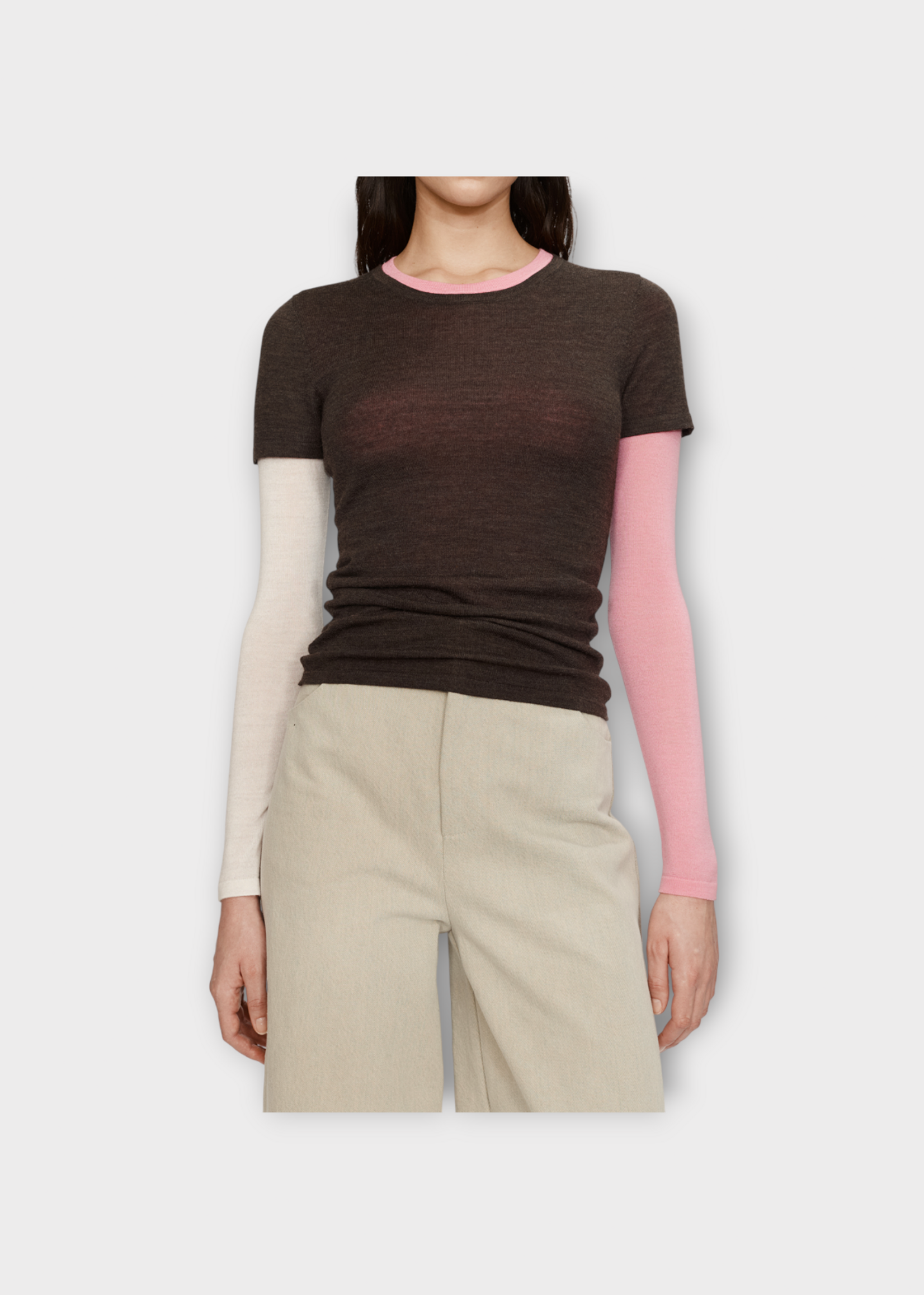 Christopher Esber Christopher Esber T-Shirt, Multi, Cipolla Merino Wool Double Layer T-Shirt In Neapolitan