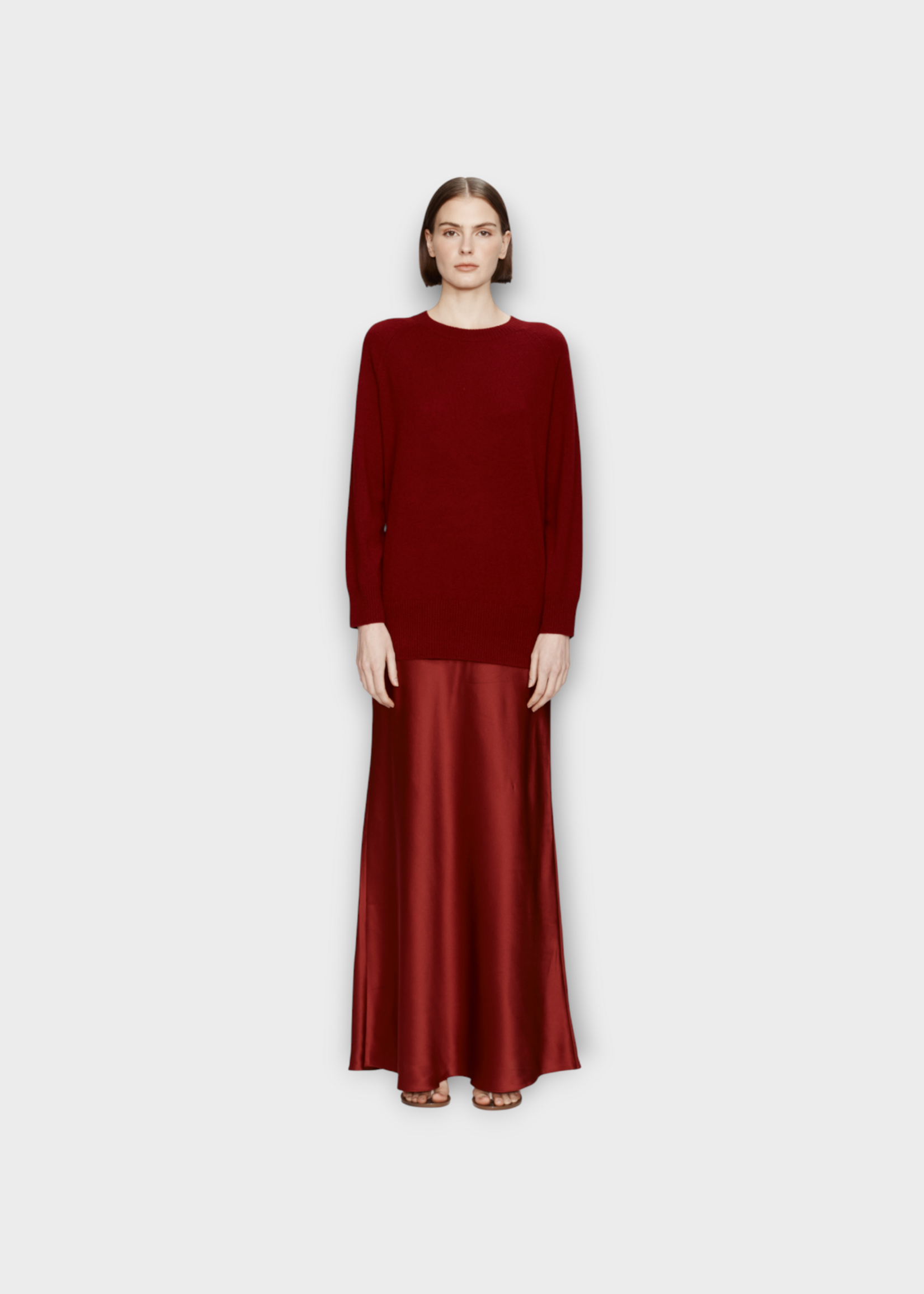 Christopher Esber Christopher Esber Dress, Red, Monument Cashmere & Silk Long Sleeve Long Dress In Wine