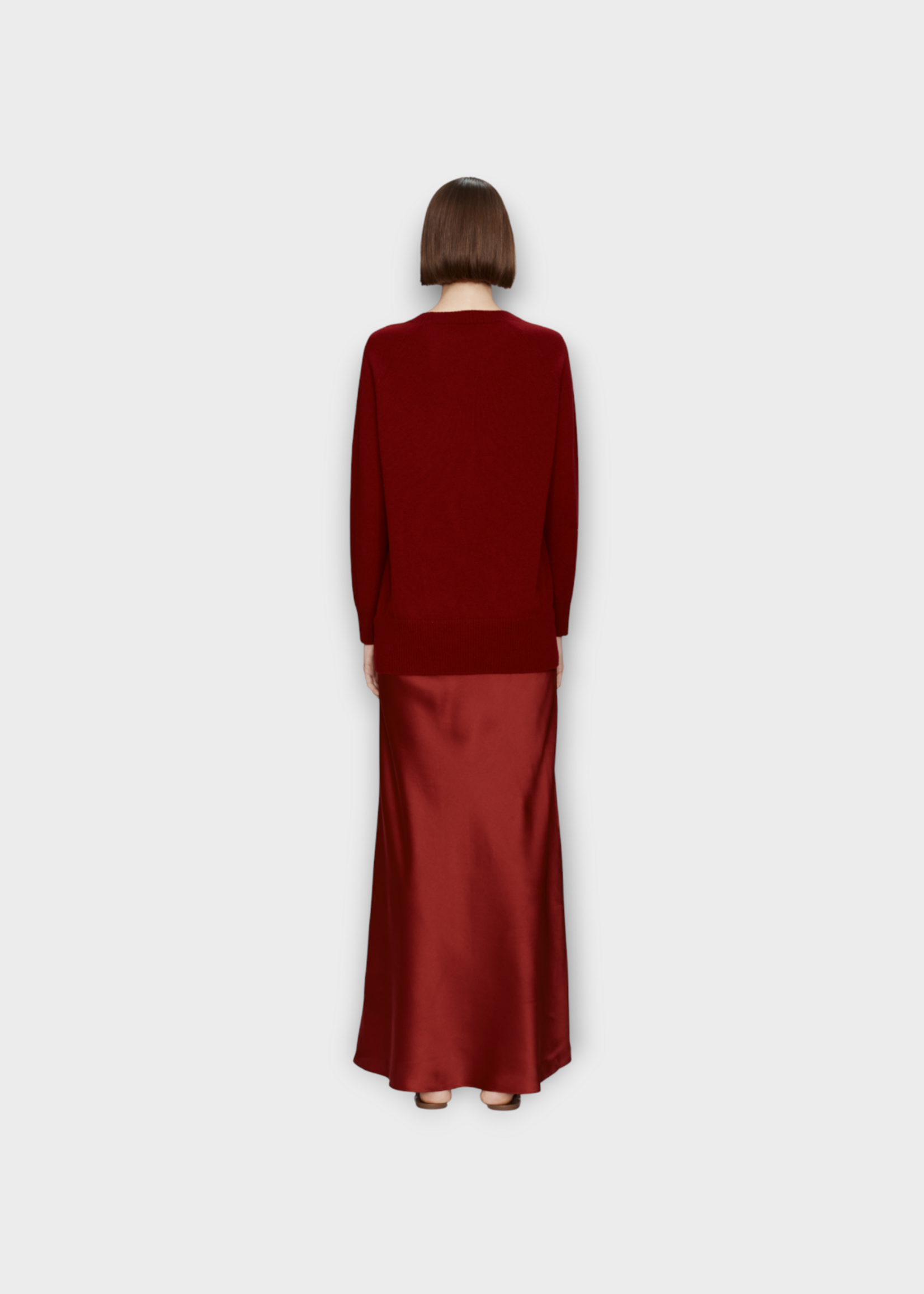 Christopher Esber Christopher Esber Dress, Red, Monument Cashmere & Silk Long Sleeve Long Dress In Wine