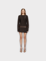 Christopher Esber Christopher Esber Dress, Brown, Leather & Merino Long Sleeve Belted Magyar Open Back Mini Dress