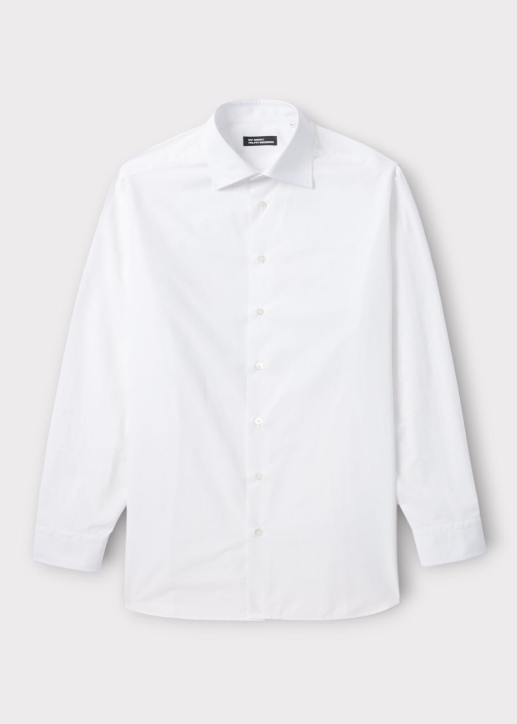 Raf Simons Raf Simons Shirt, White, Cotton Big Fit Classic Shirt w/ K.A.M. Patch on the Back
