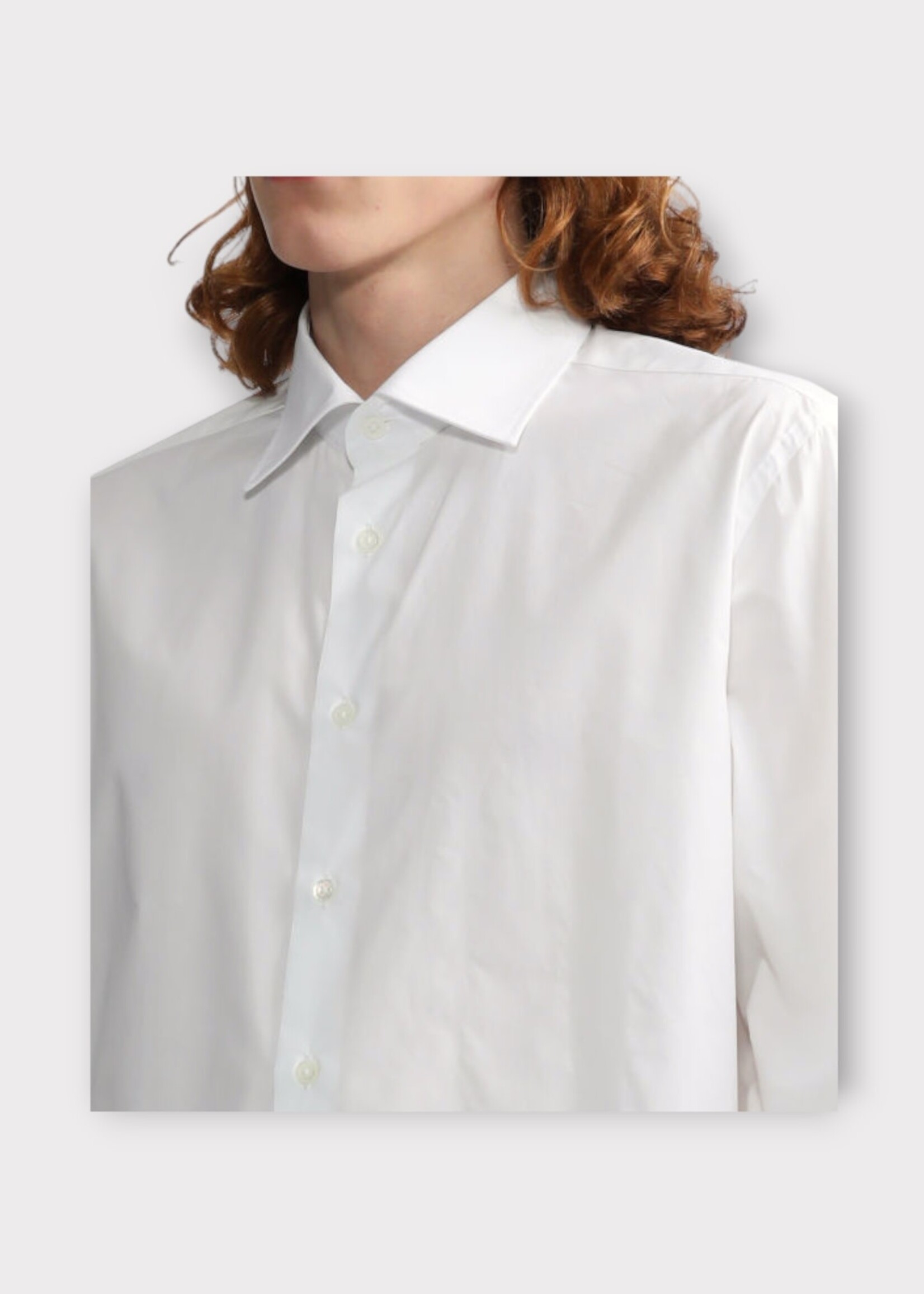 Raf Simons Raf Simons Shirt, White, Cotton Big Fit Classic Shirt w/ K.A.M. Patch on the Back