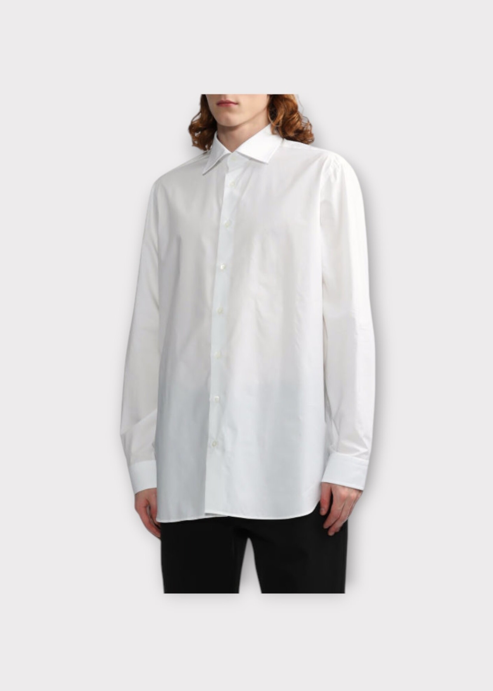 Raf Simons Raf Simons Shirt, White, Cotton Big Fit Classic Shirt w/ K.A.M. Patch on the Back
