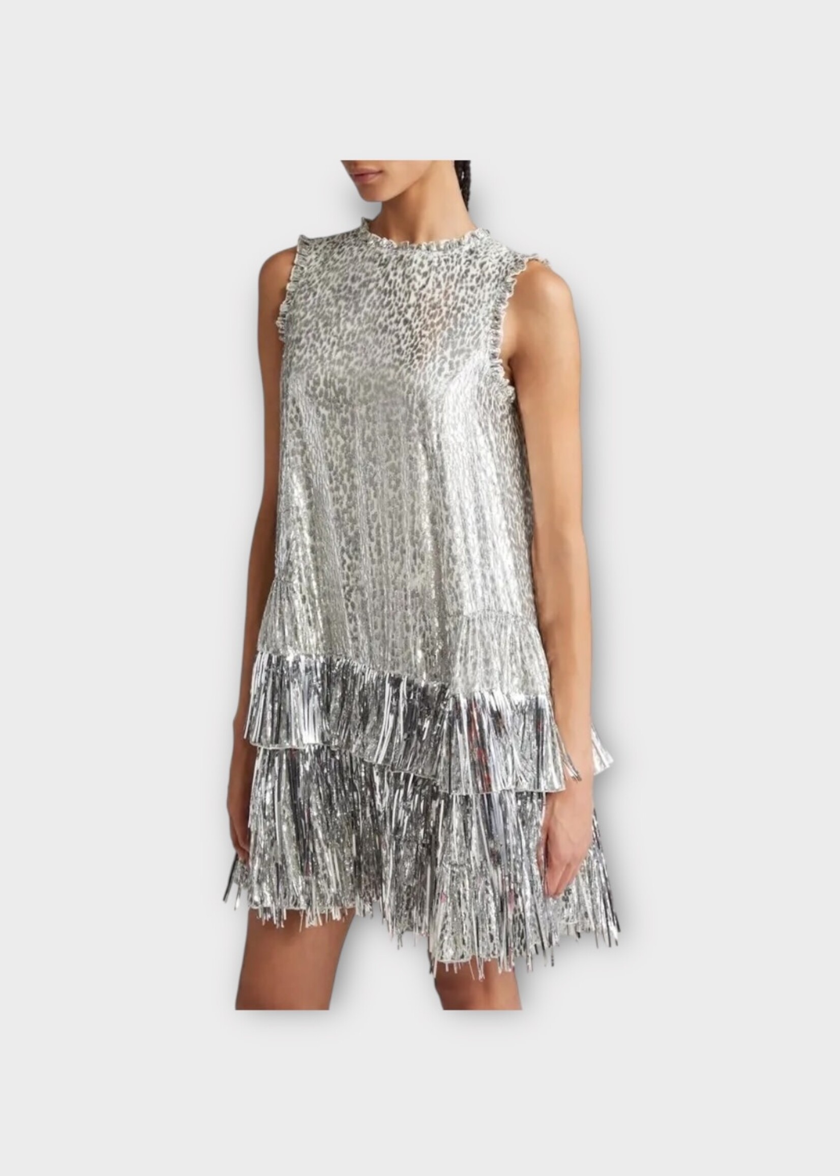Rabanne Paco Rabanne Dress, Silver, Sleeveless Flared Fringe Skirt Dress