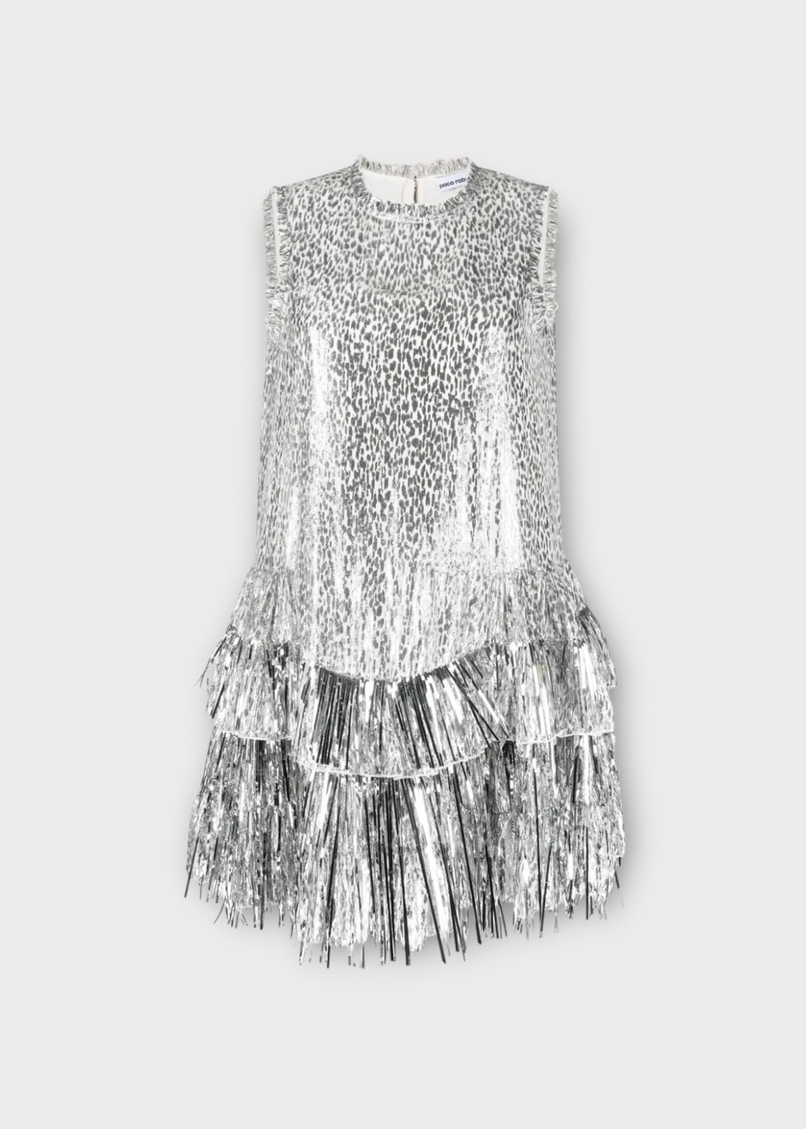 Rabanne Paco Rabanne Dress, Silver, Sleeveless Flared Fringe Skirt Dress