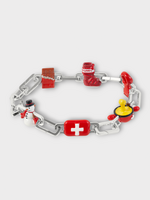 Poubel Poubel Bracelet, Print, Swiss Winter Set Painted Enamel w/ Sterling Silver
