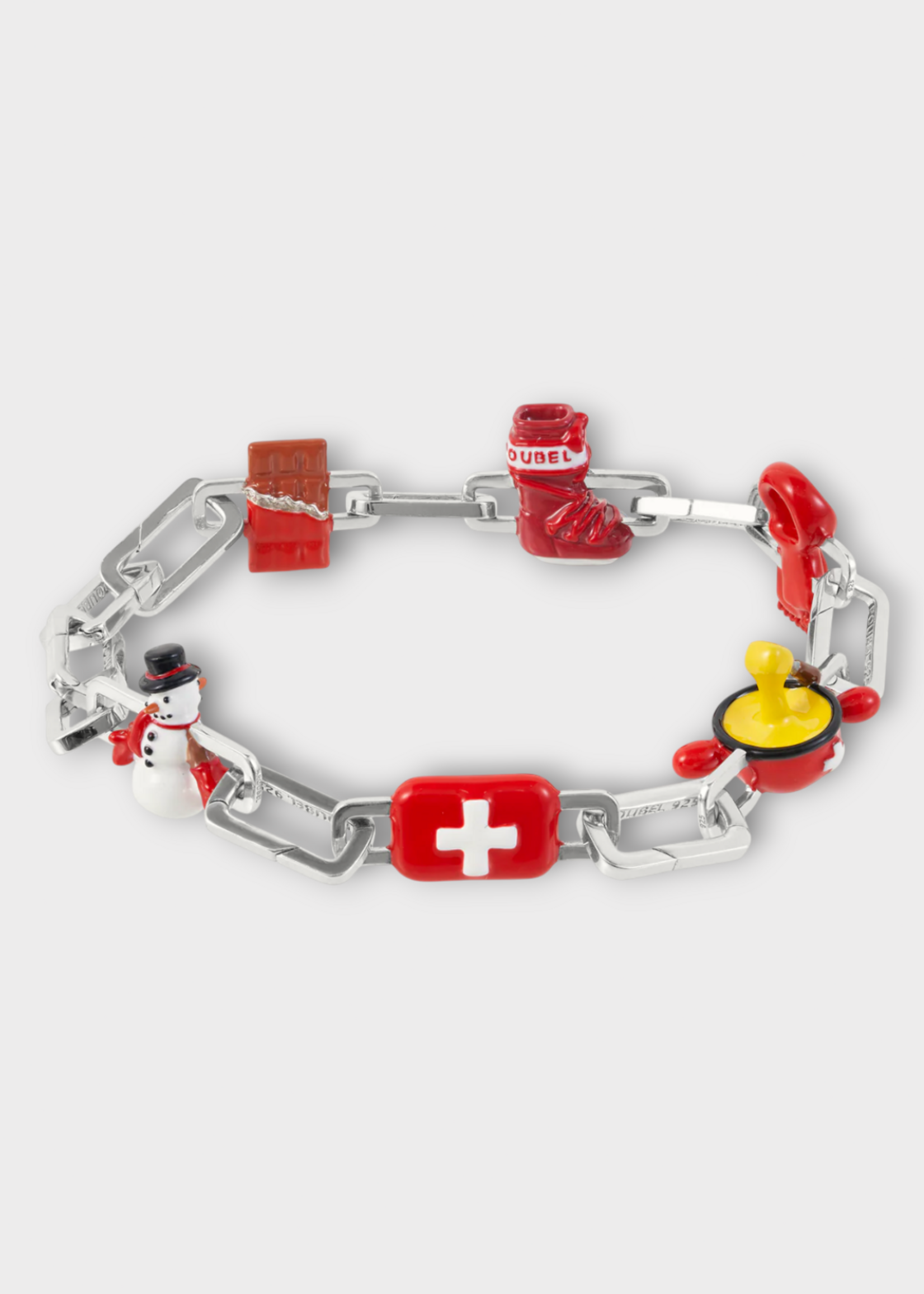 Poubel Poubel Bracelet, Print, Swiss Winter Set Painted Enamel w/ Sterling Silver