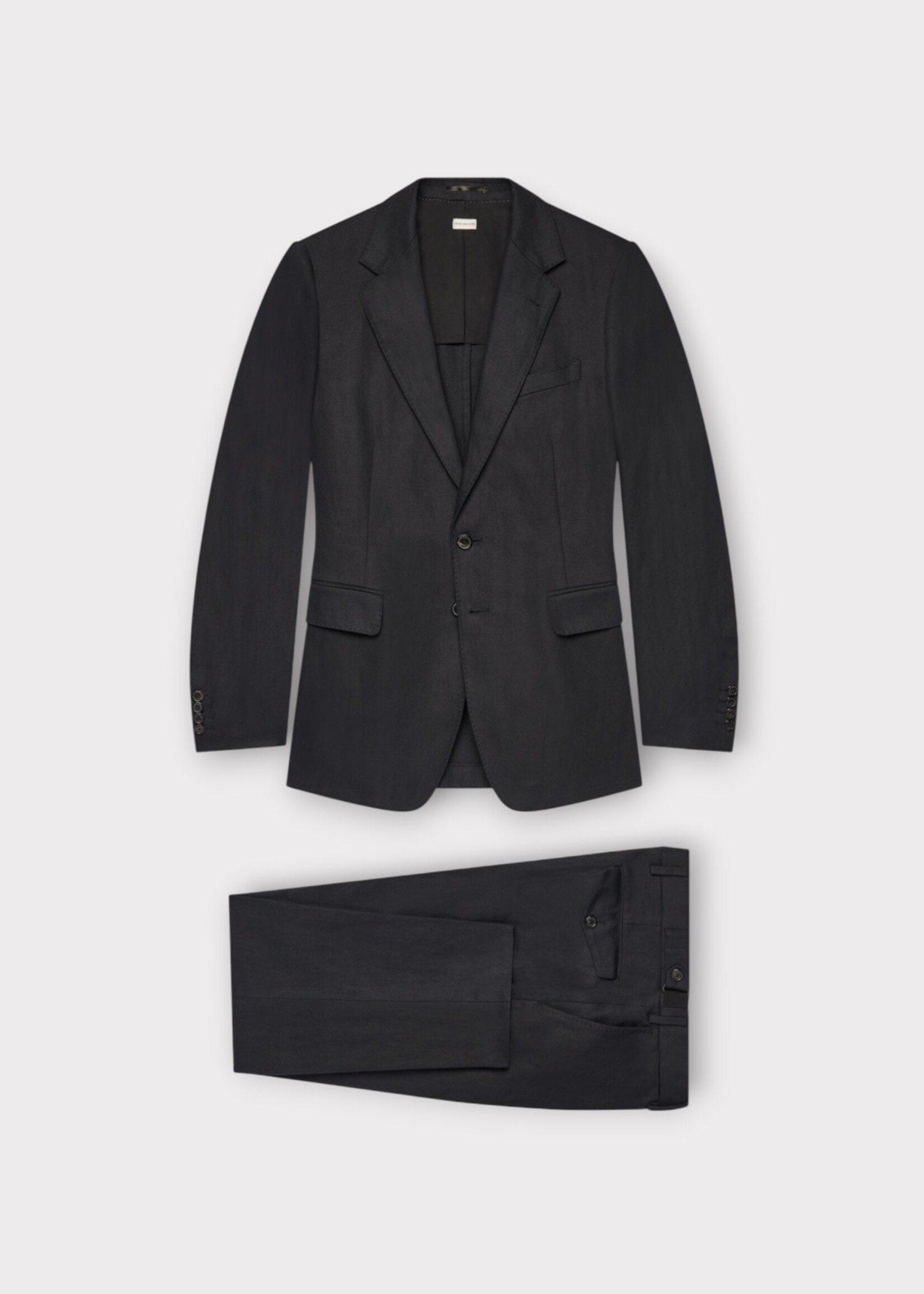 Dries Van Noten Dries Van Noten Suit, Black, Kraan Linen & Cotton Slim Fit Suit In Black w/ Side Slits