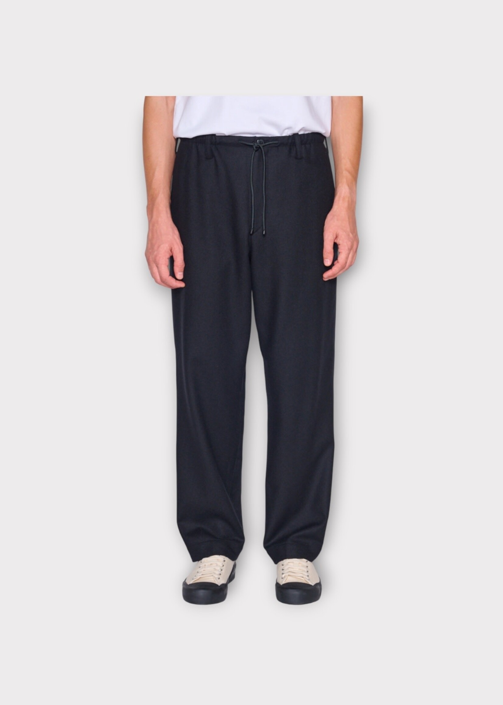 Dries Van Noten Dries Van Noten Trousers, Black, Penny Wool & Cashmere Loose Fit Drawstring Waist Pants In Black