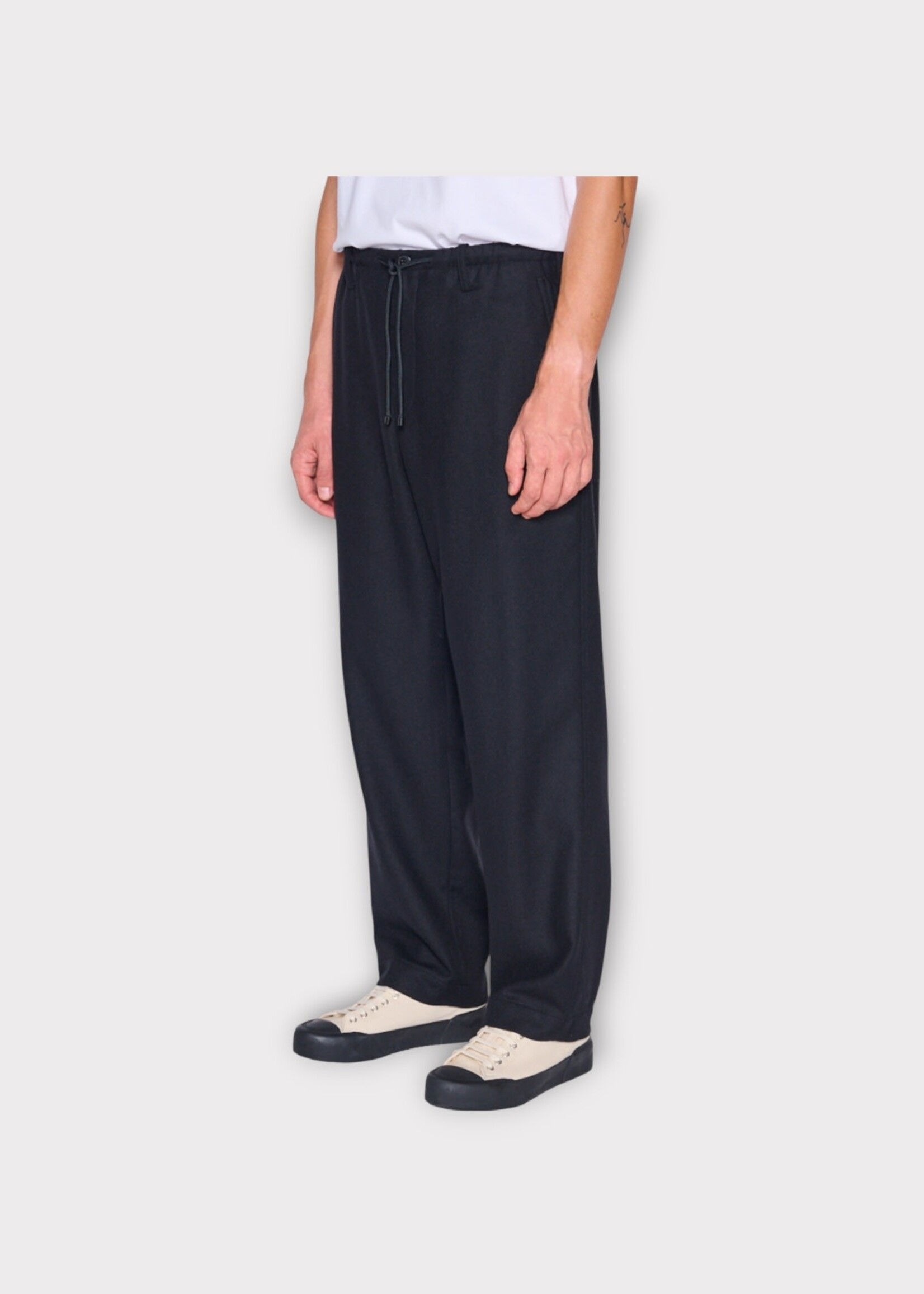Dries Van Noten Dries Van Noten Trousers, Black, Penny Wool & Cashmere Loose Fit Drawstring Waist Pants In Black