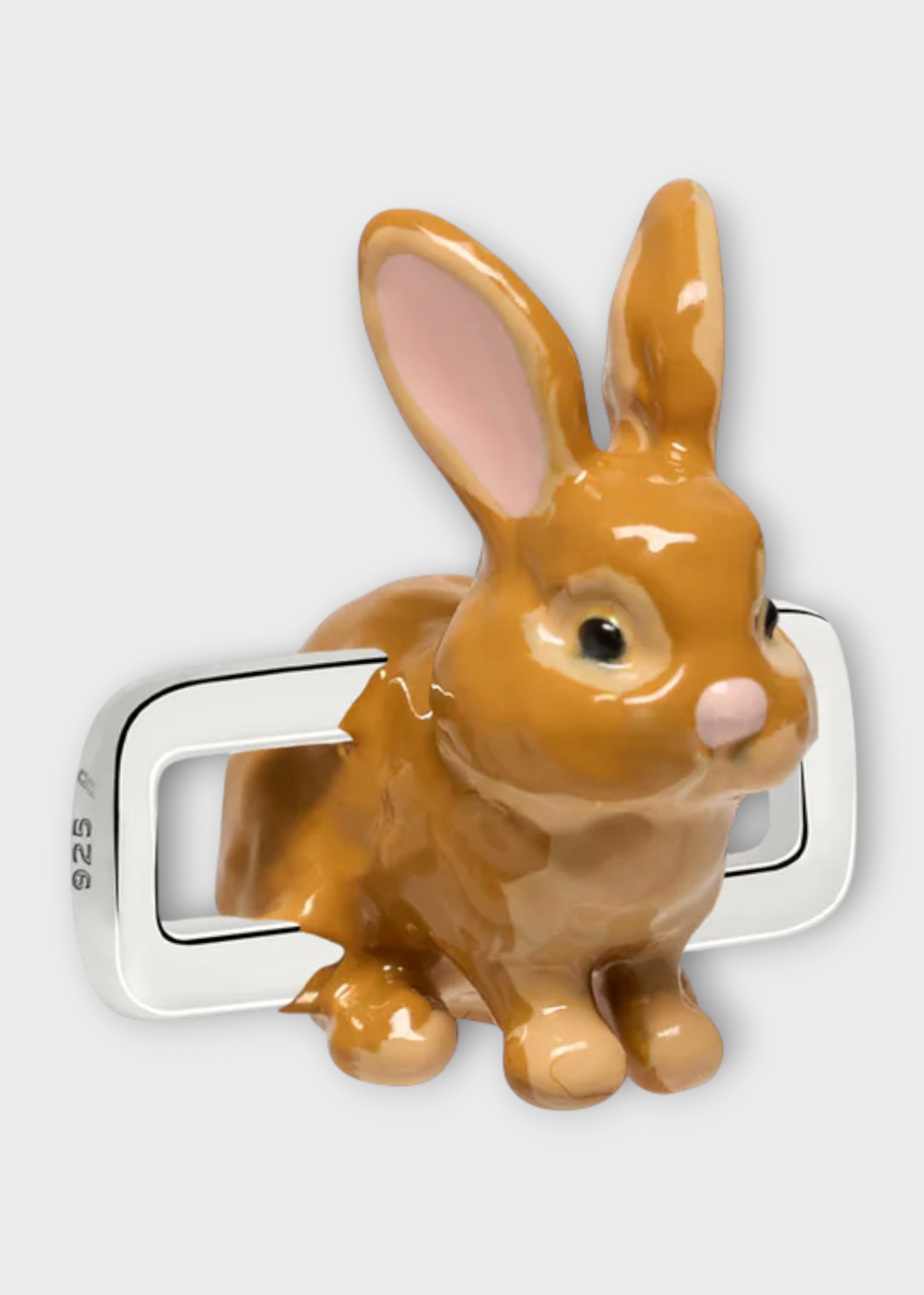 Poubel Poubel Charm, Print, Bunny Painted Enamel w/ Sterling Silver